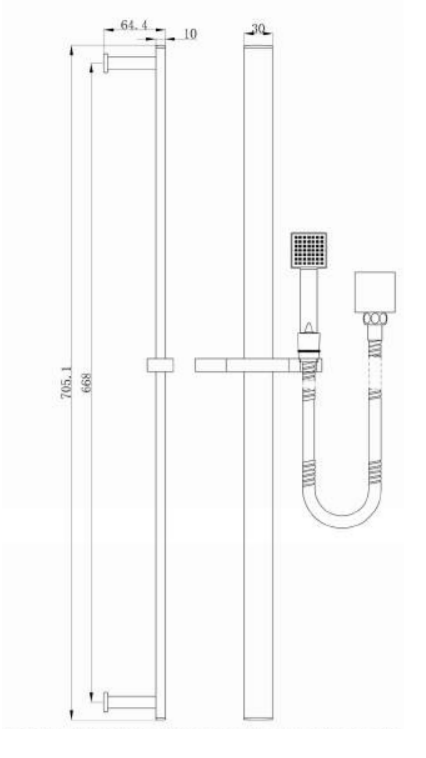 VIBE SHOWER RAIL WITH SHOWER HEAD
